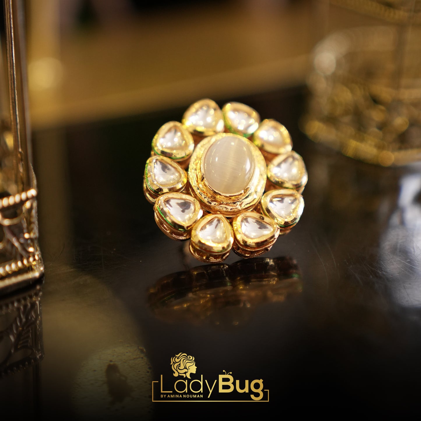 Kundan Rings with White Stones