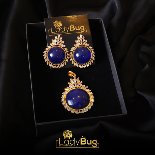 gold-plated pendant set with Zircon & Sapphire stones