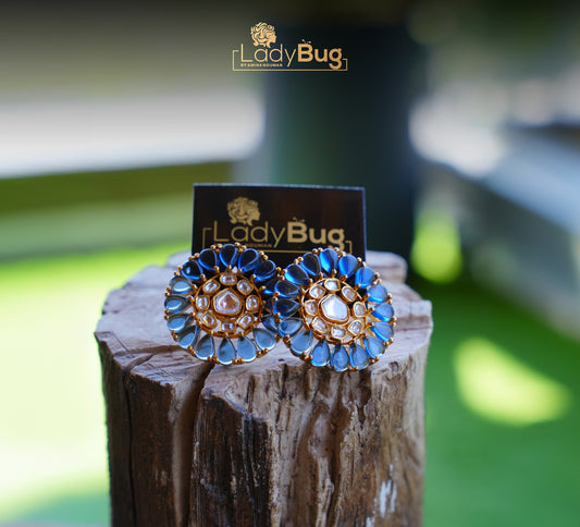 Tayani Kundan Studs in Saphire color