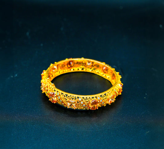 Gold-plated Kara with Champagne Stones