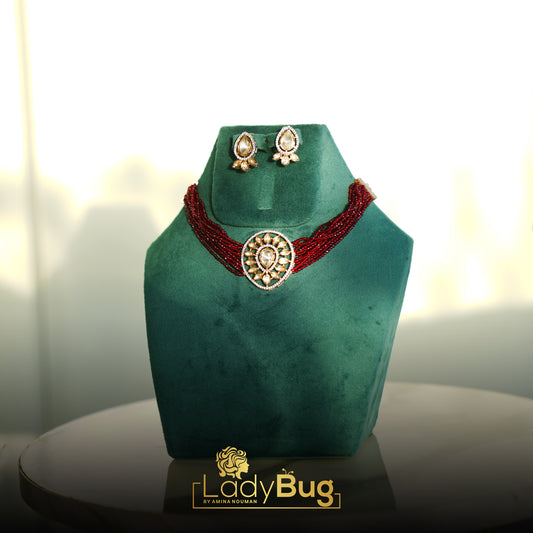 Uncut Kundan Set with Ruby Beads