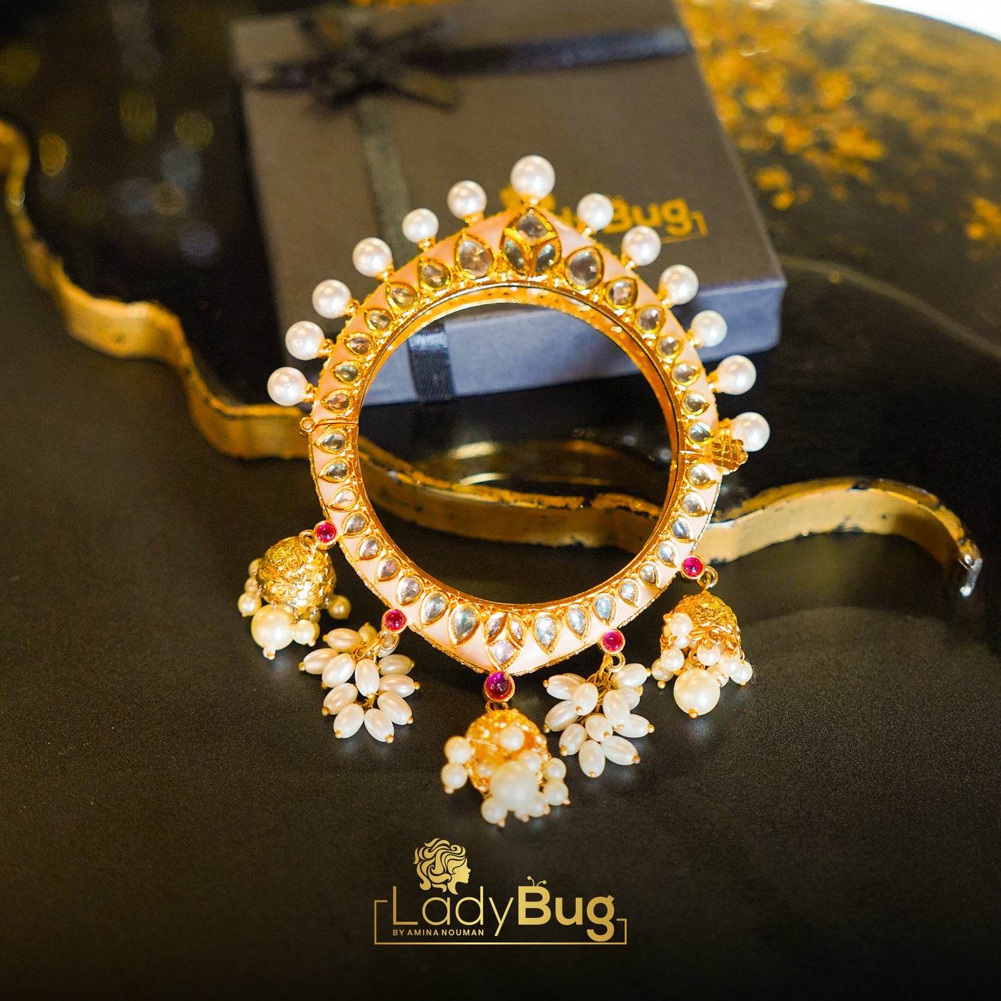 Kundan Bridel Kara with White Pearls